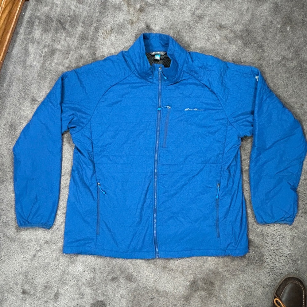 Eddie Bauer Jacket Mens 2XL Blue Solid First‎ Ascent Insulated Full Zip Puffer